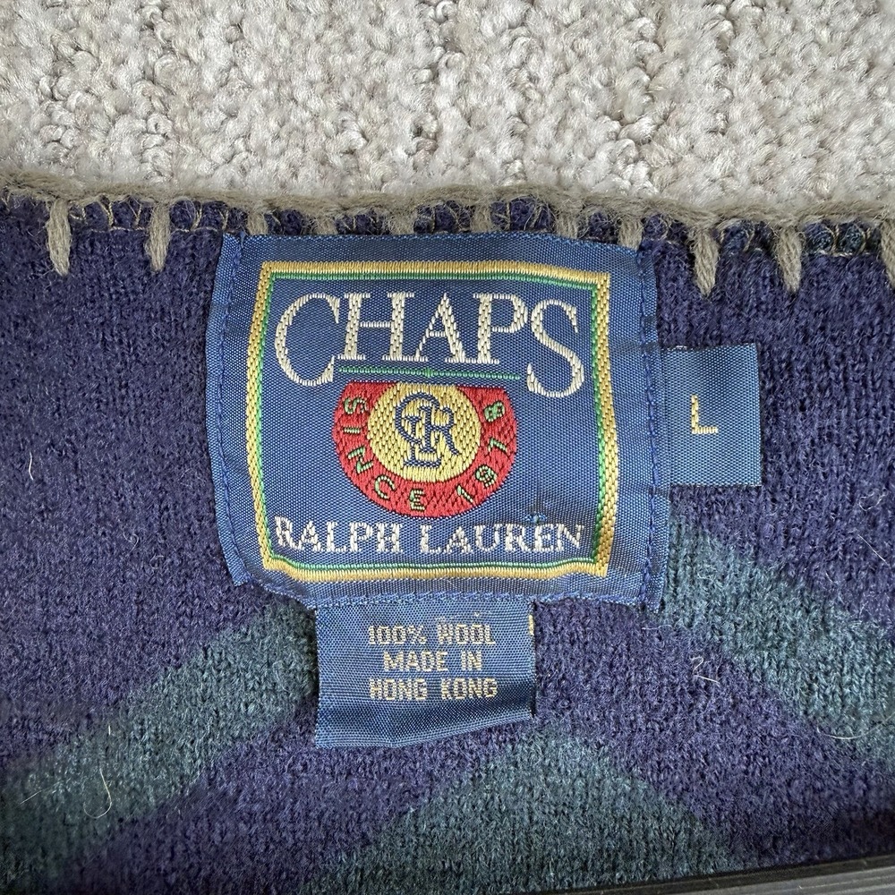 Vintage Chaps Ralph Lauren Aztec Wool Vest Men's Size Large Hong Kong - Picture 3 of 5